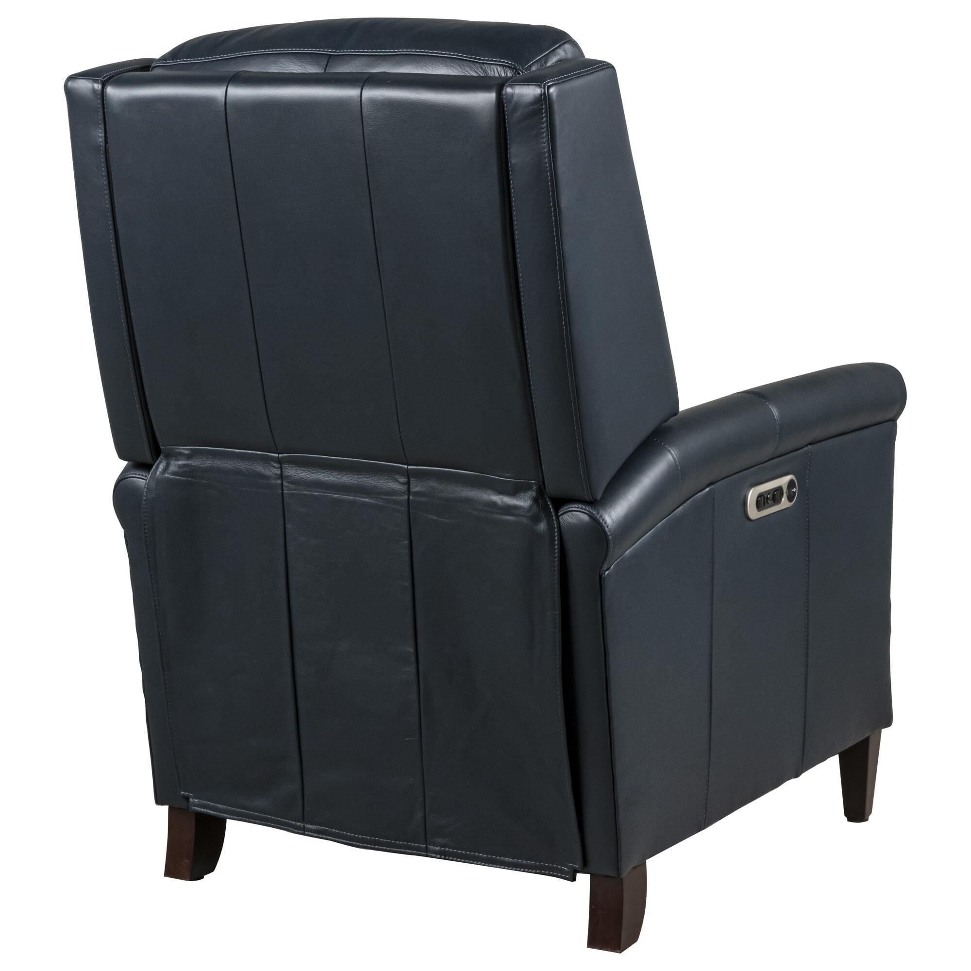 Value Furniture Limited Hi Leg Leather Power Recliner in Navy NFM