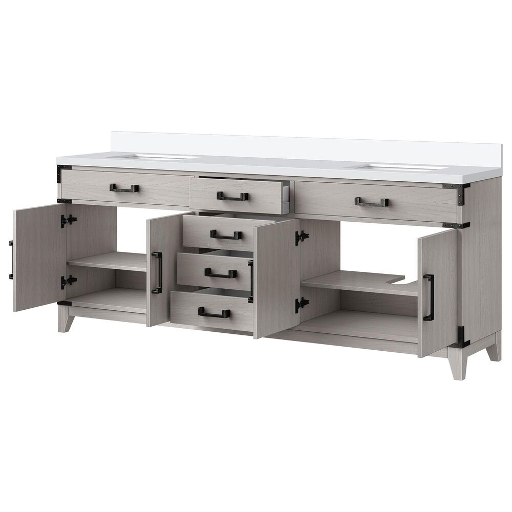 Lexora Home Laurel 80&quot; Double Bathroom Vanity in White Oak with White Quartz Top and Rectangular Sinks, , large