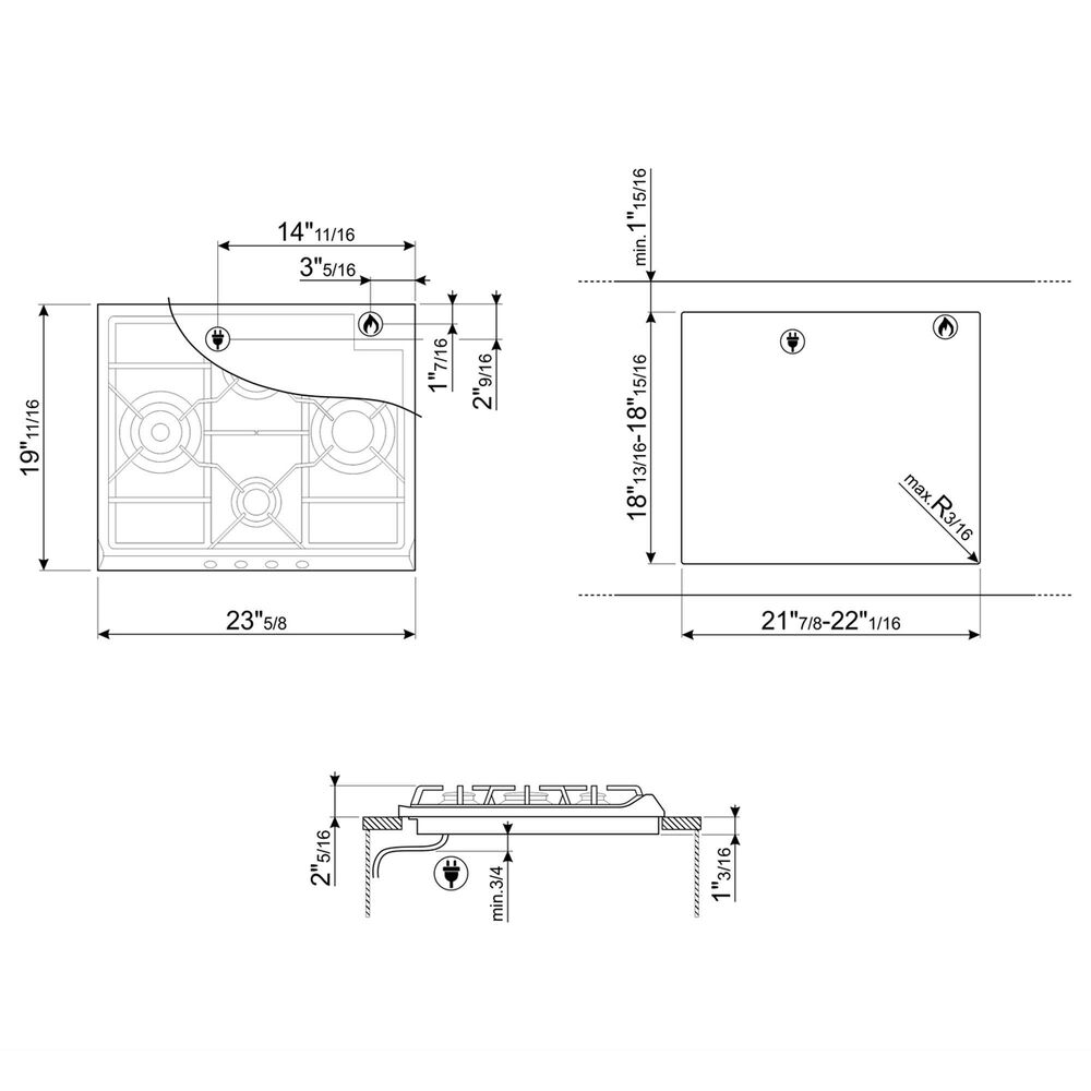 SMEG Classic 24" Top Control Location Gas Cooktop in Stainless Steel, , large