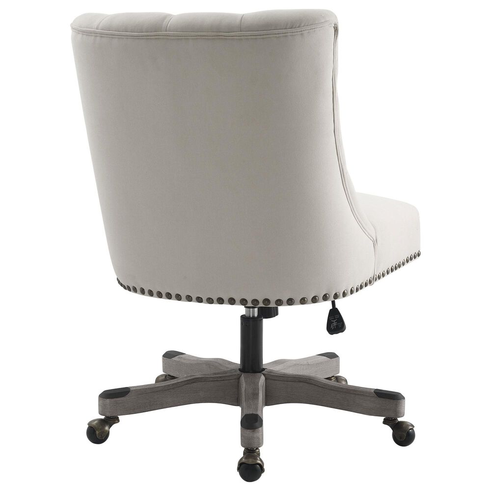 Linon Home Decor Della Office Chair with Natural Cushion in Gray Wash, , large