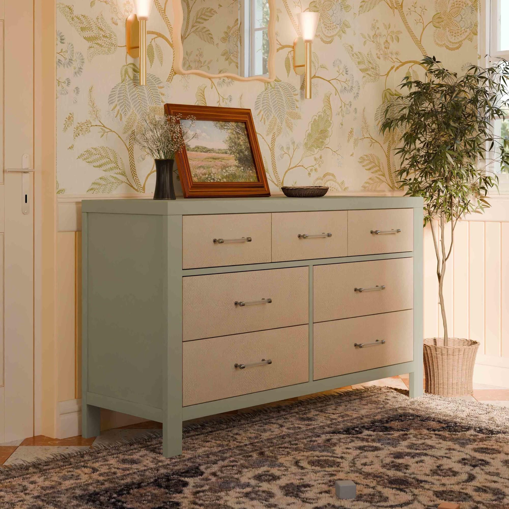 DaVinci Eloise 7-Drawer Dresser in French Sage and Sand