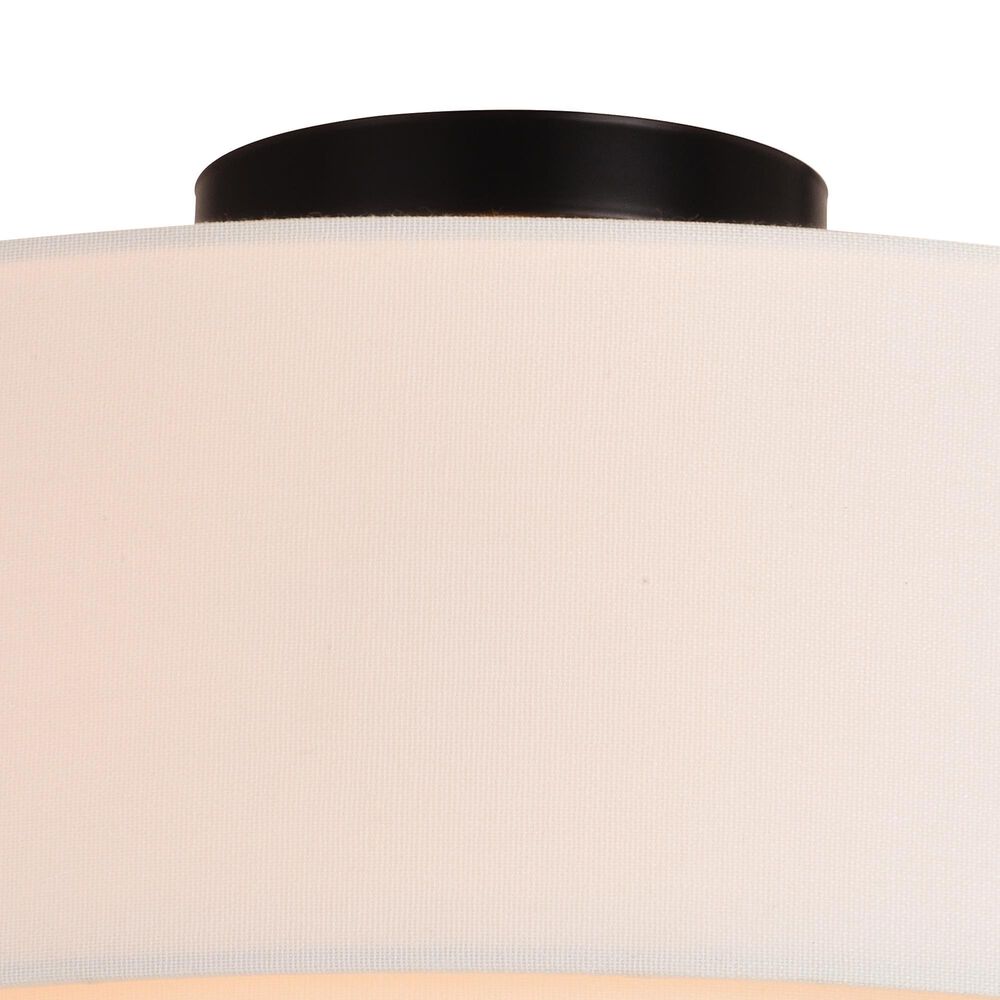 Vaxcel Burnaby 4-Light Semi-Flush Mount with White Linen Shade in Black, , large