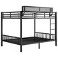 Hearth and Haven Queen over Queen Bunk Bed with Ladder and Storage Shelf in Black, , large