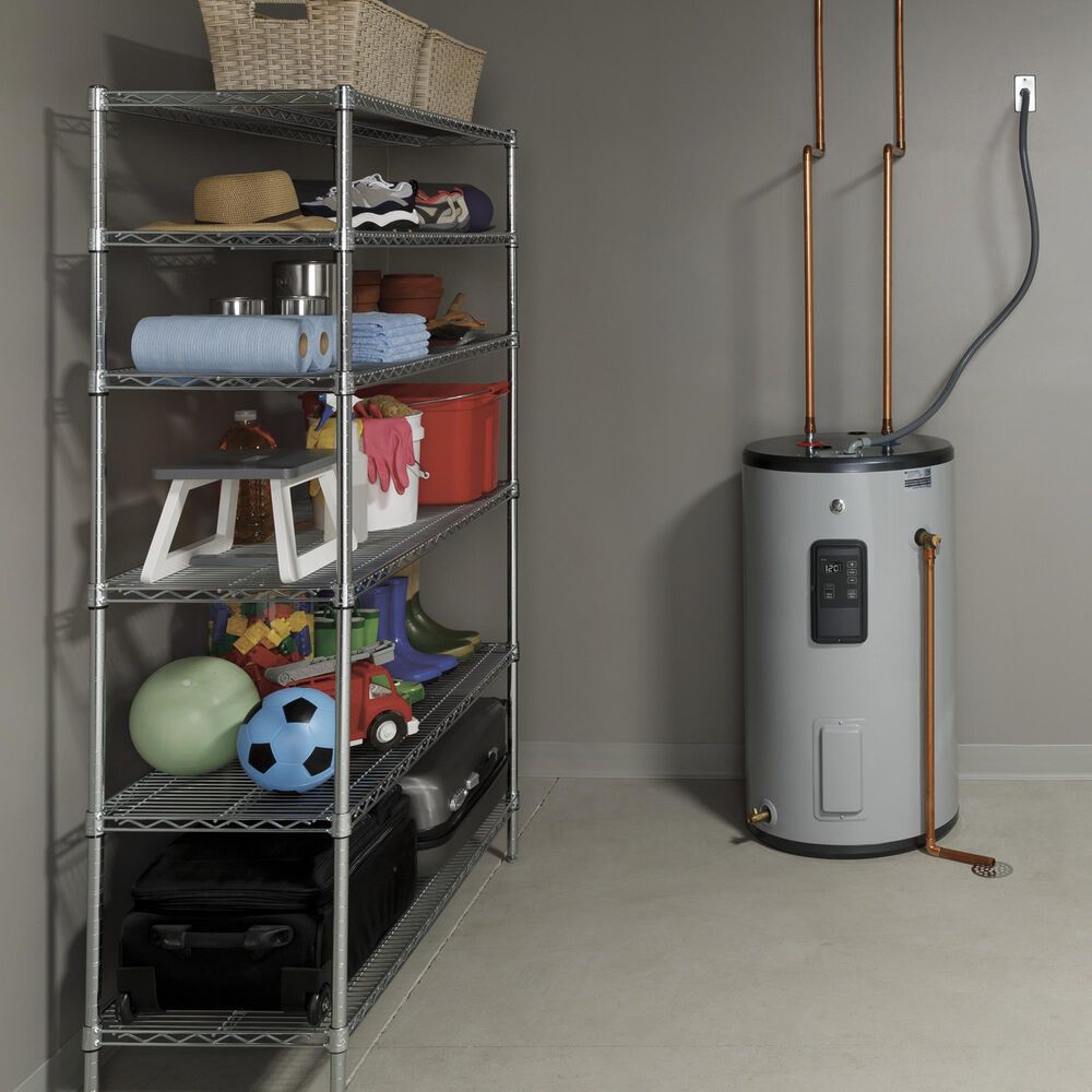 GE Appliances 30-Gallon Smart Short Electric Water Heater with Plastic Drain Valve in Gray, , large