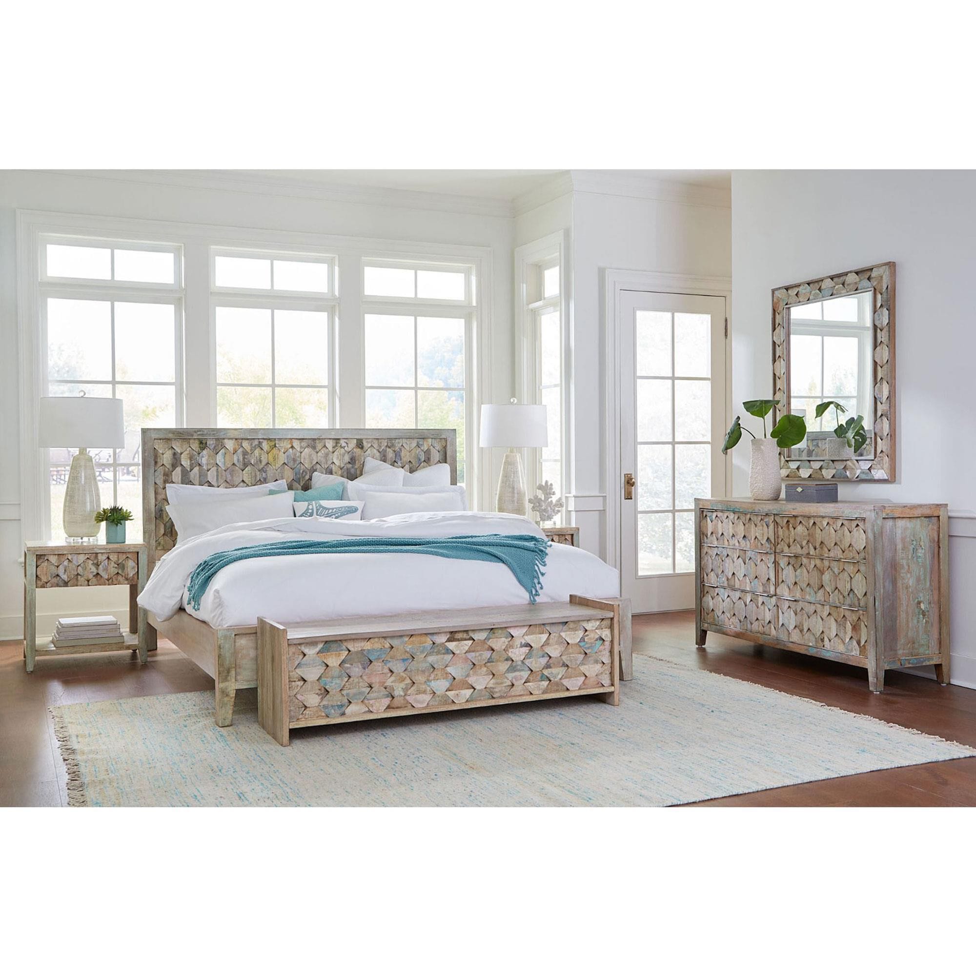 Home Trends Design Ibiza King Platform Bed in Vintage Teal NFM