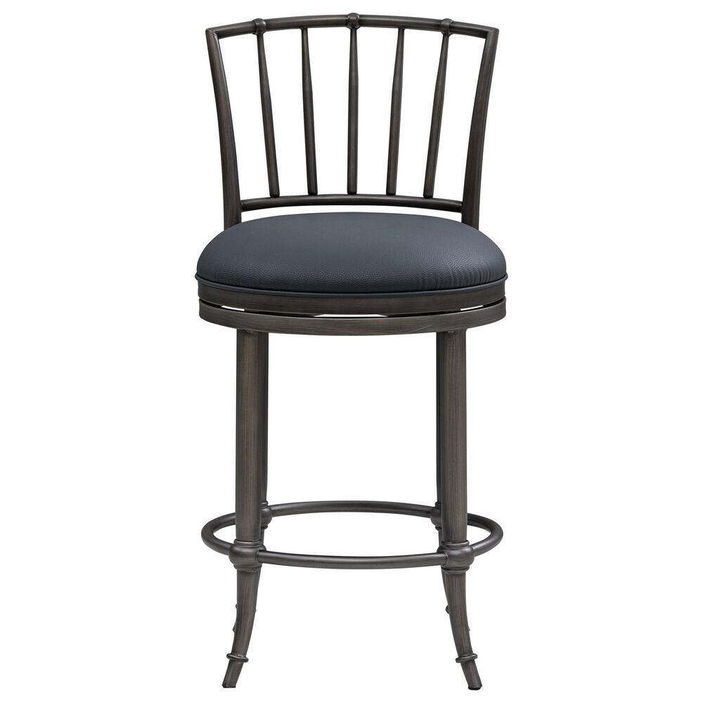 Armen Living Vince Swivel Counter Stool in Night Life Blue, , large