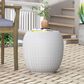 Hearth and Haven Round Patio Side Table with Braided Pattern in Antique White, , large
