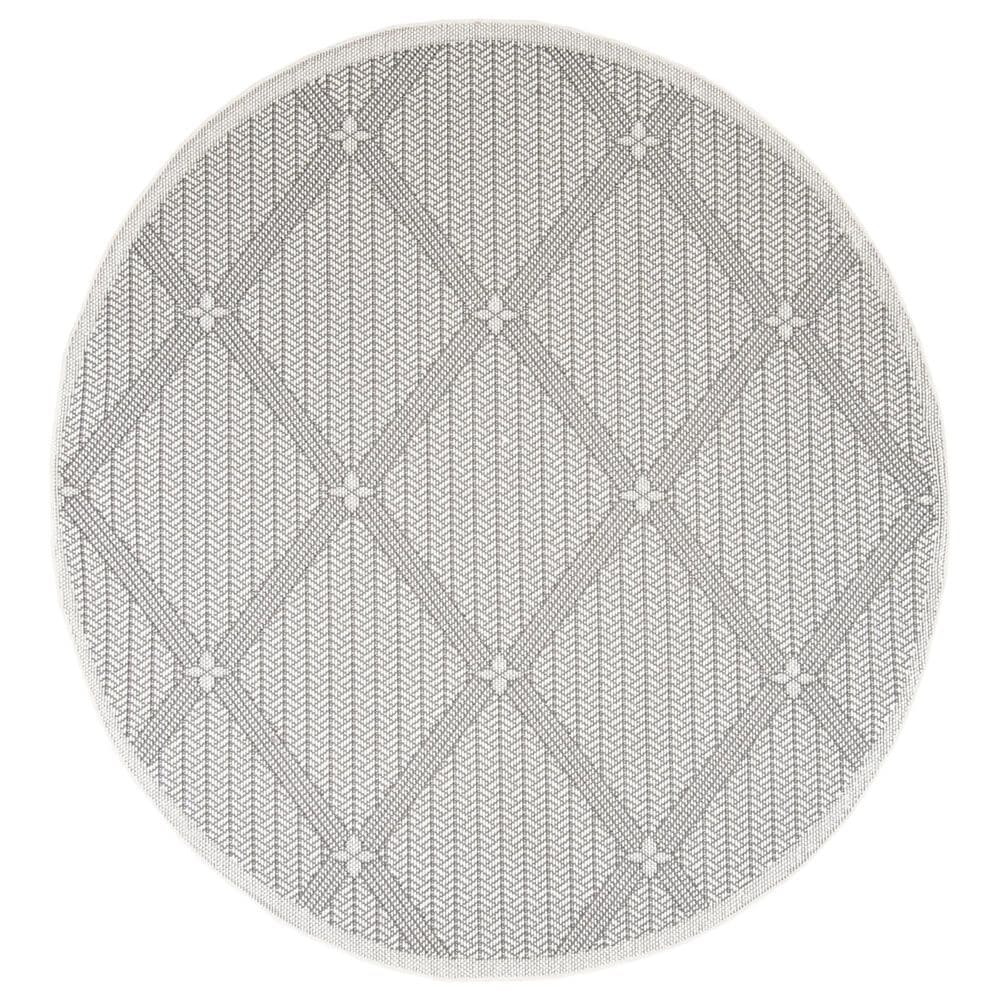 Safavieh Bermuda 8" Round Cream and Grey Indoor/Outdoor Area Performance Rug, , large