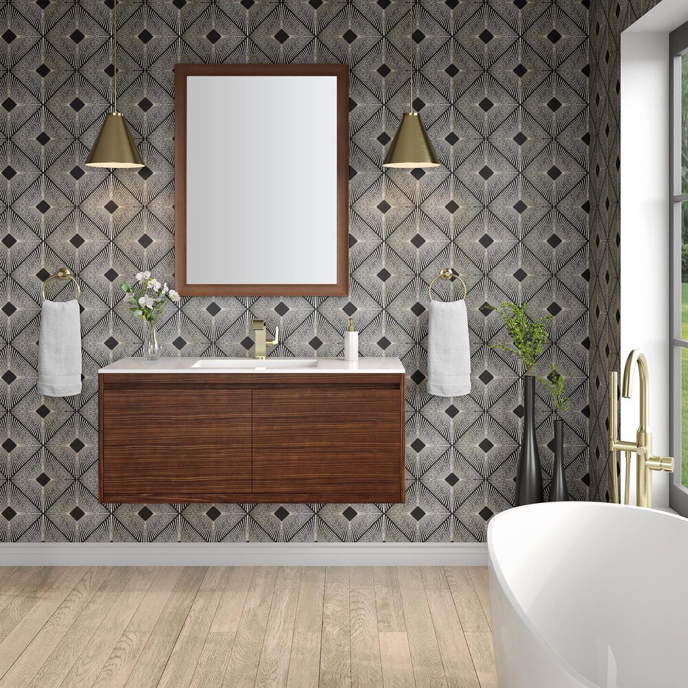 James Martin Vanities Mantova 47.3&quot; Single Vanity Cabinet in Mid-Century Walnut and Champagne Brass, , large