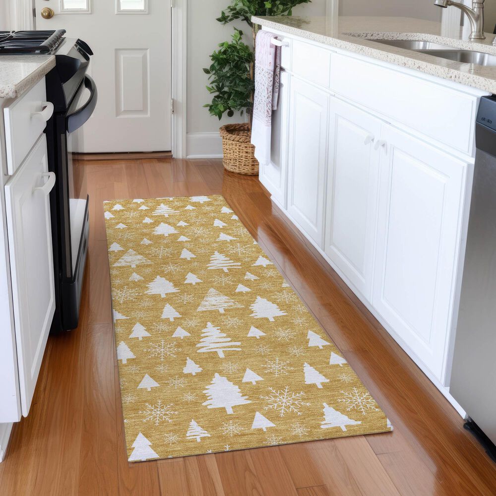 Dalyn Rug Company Wonderland WN23 2&#39;3&quot; x 7&#39;6&quot; Gold Indoor/Outdoor Runner, , large