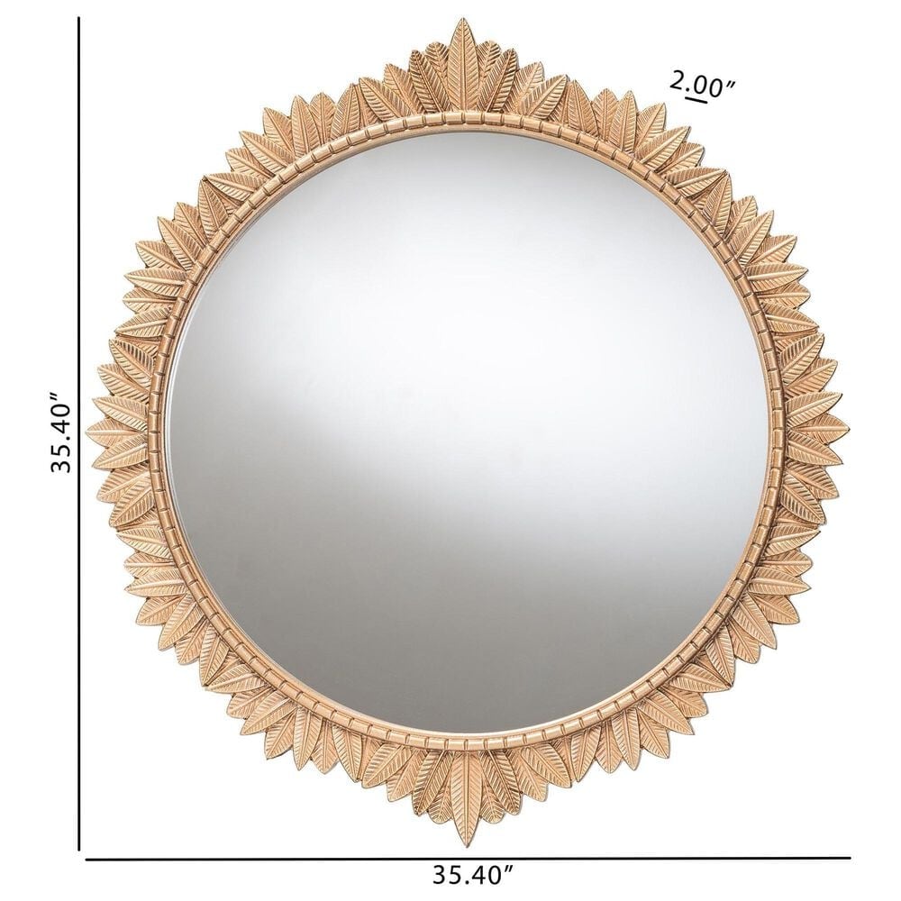 Baxton Studio Caitlin Round Accent Wall Mirror in Antique Gold, , large