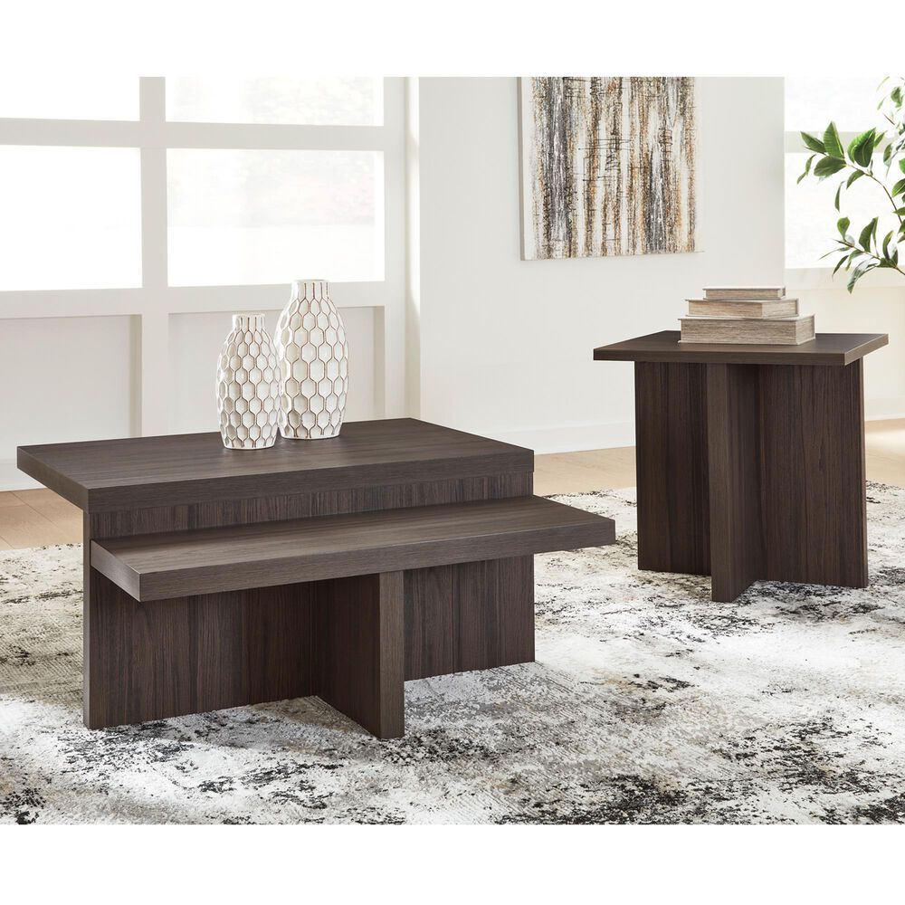 Ashley Zendex 2-Piece Occasional Table Set in Dark Brown, , large