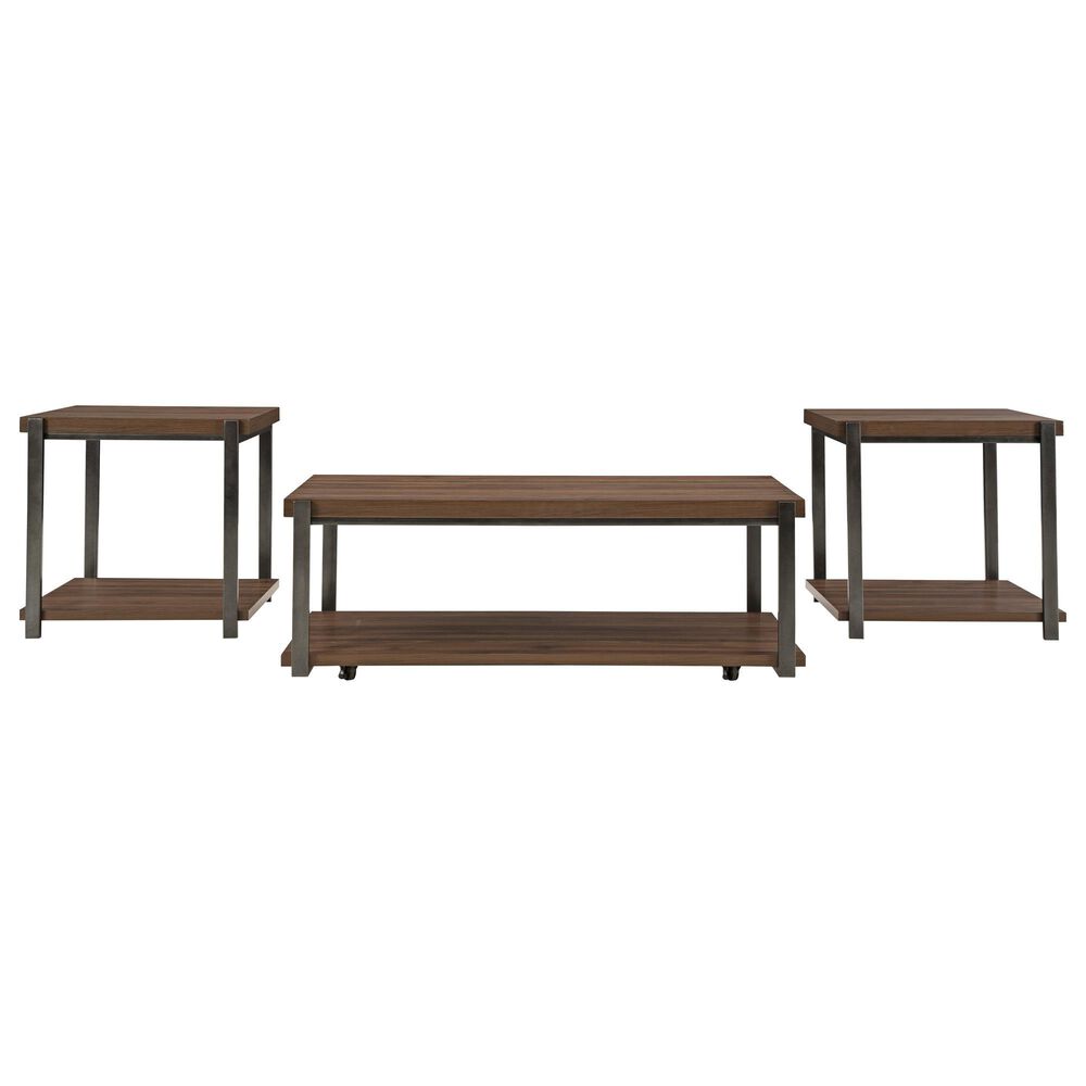Ashley Trindwick 3-Piece Occasional Table Set in Walnut and Gunmetal Gray, , large