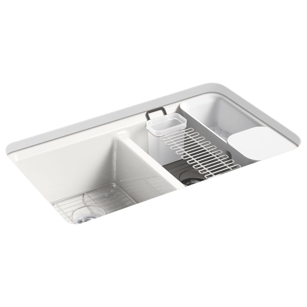 Kohler Riverby 33" Undermount Double Bowl Workstation Kitchen Sink in Sea Salt, , large
