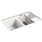Kohler Riverby 33" Undermount Double Bowl Workstation Kitchen Sink in Sea Salt, , large