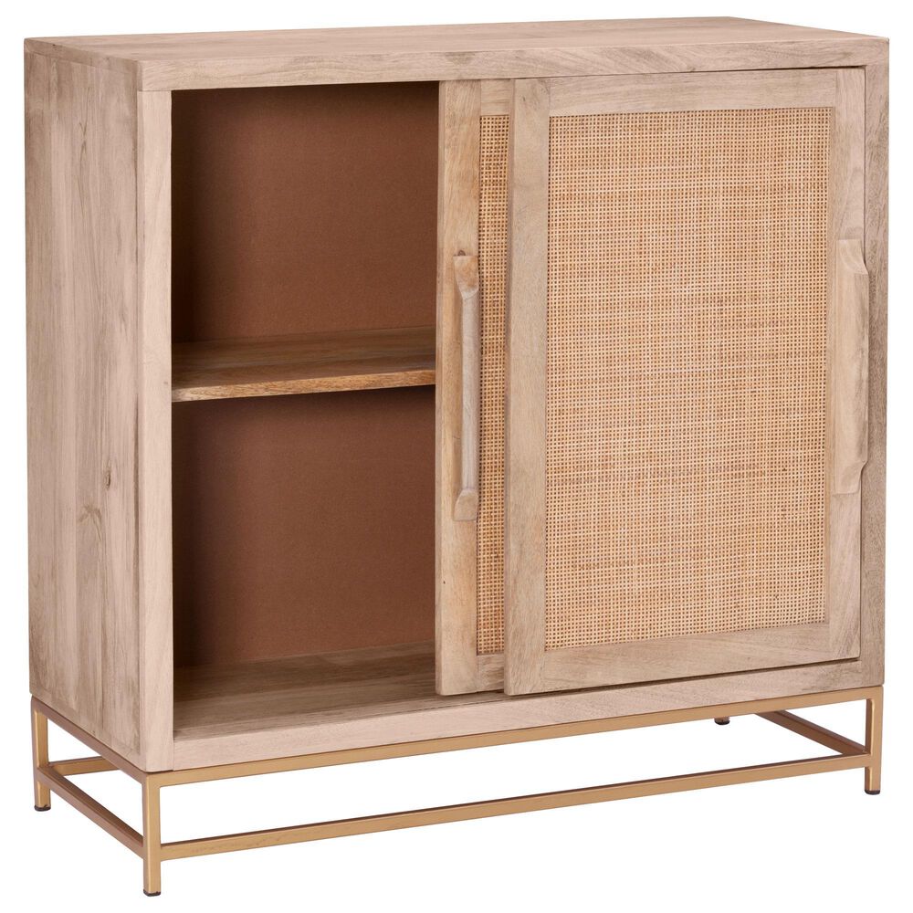 Linon Home Decor Janie 2-Door Cabinet in Natural and Gold, , large