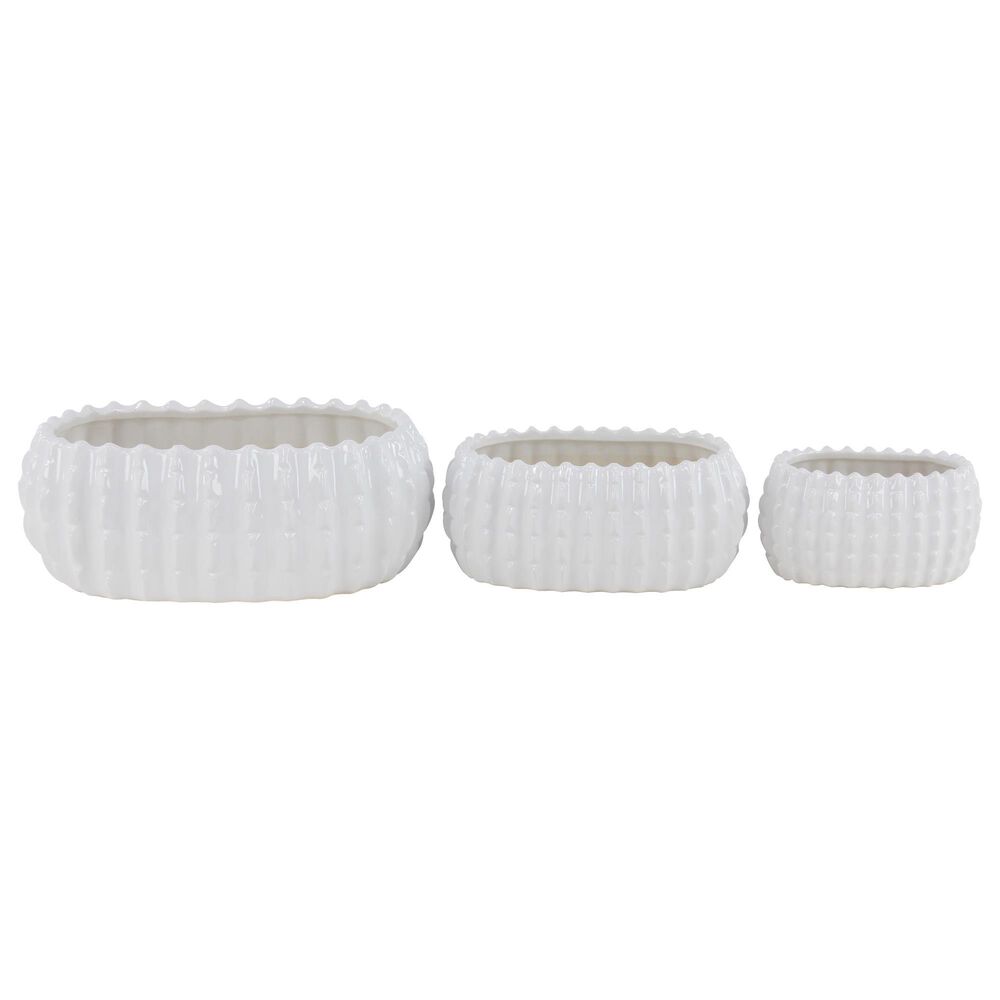 Maple and Jade 6" x 17" Oval Farmhouse Planter in White (Set of 3), , large