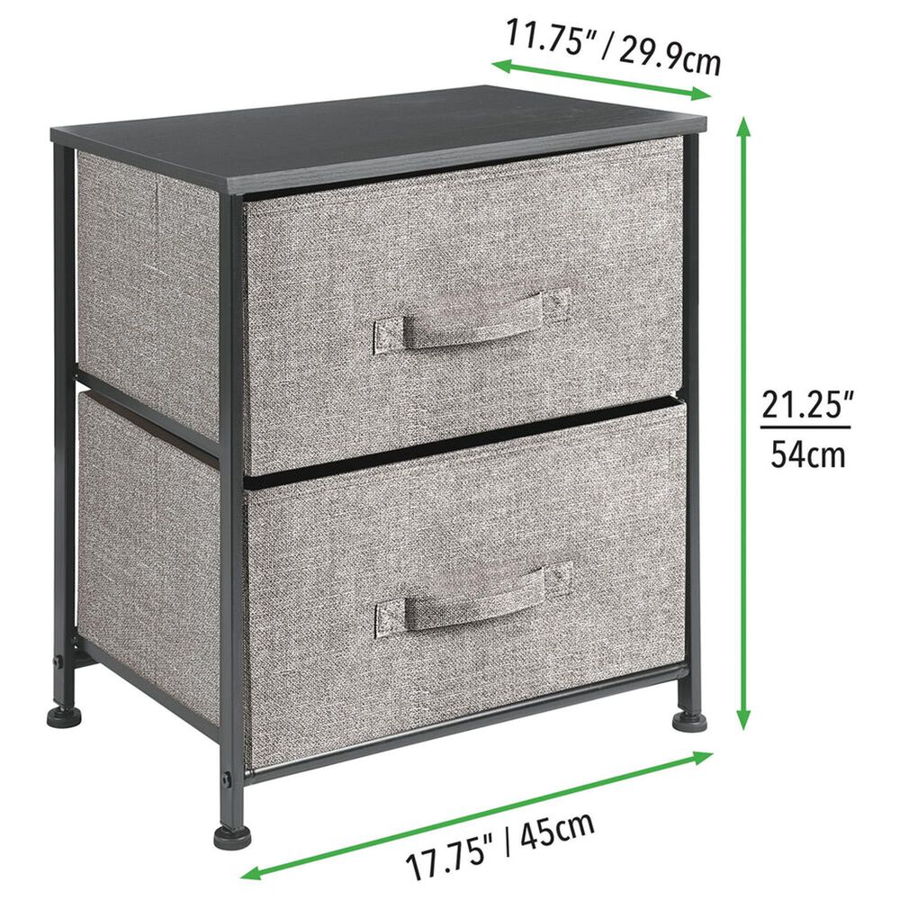 mDesign 2-Drawer Fabric Nightstand in Cream, , large
