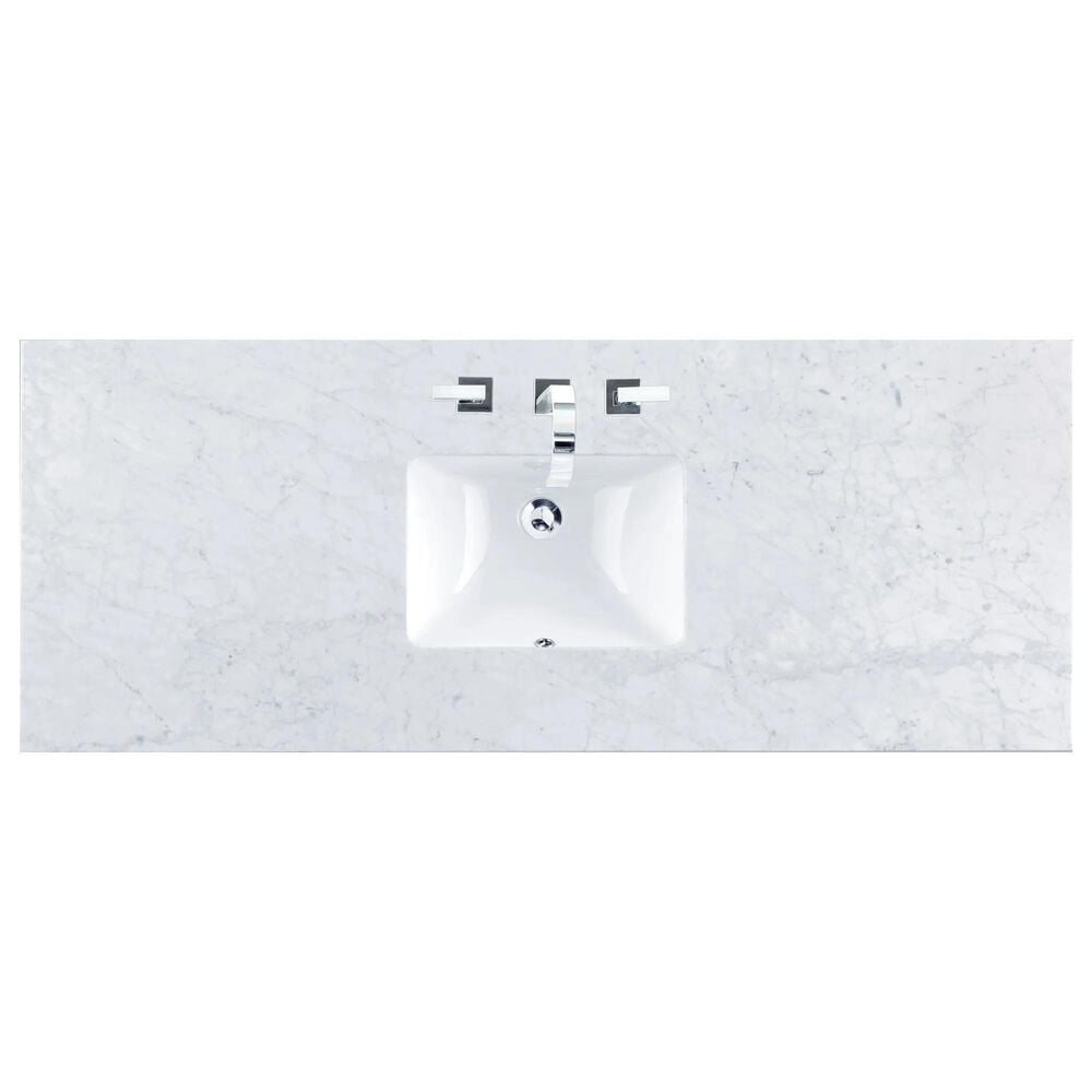 James Martin Vanities Amberly 60&quot; Single Bathroom Vanity in Walnut with 3 cm Carrara White Marble Top and Rectangular Sink, , large