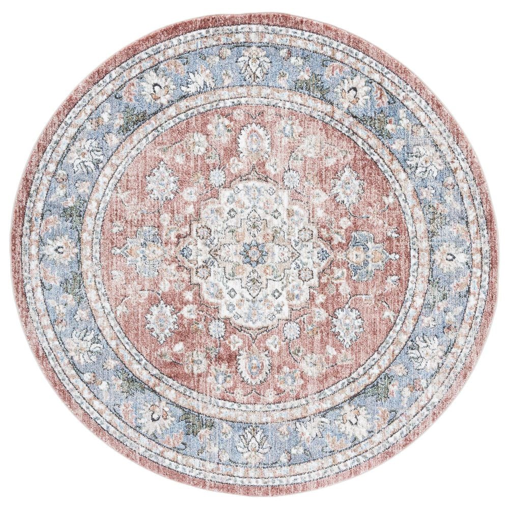 Safavieh Jasmine JSM317P 5"3" Round Rust and Blue Area Rug, , large