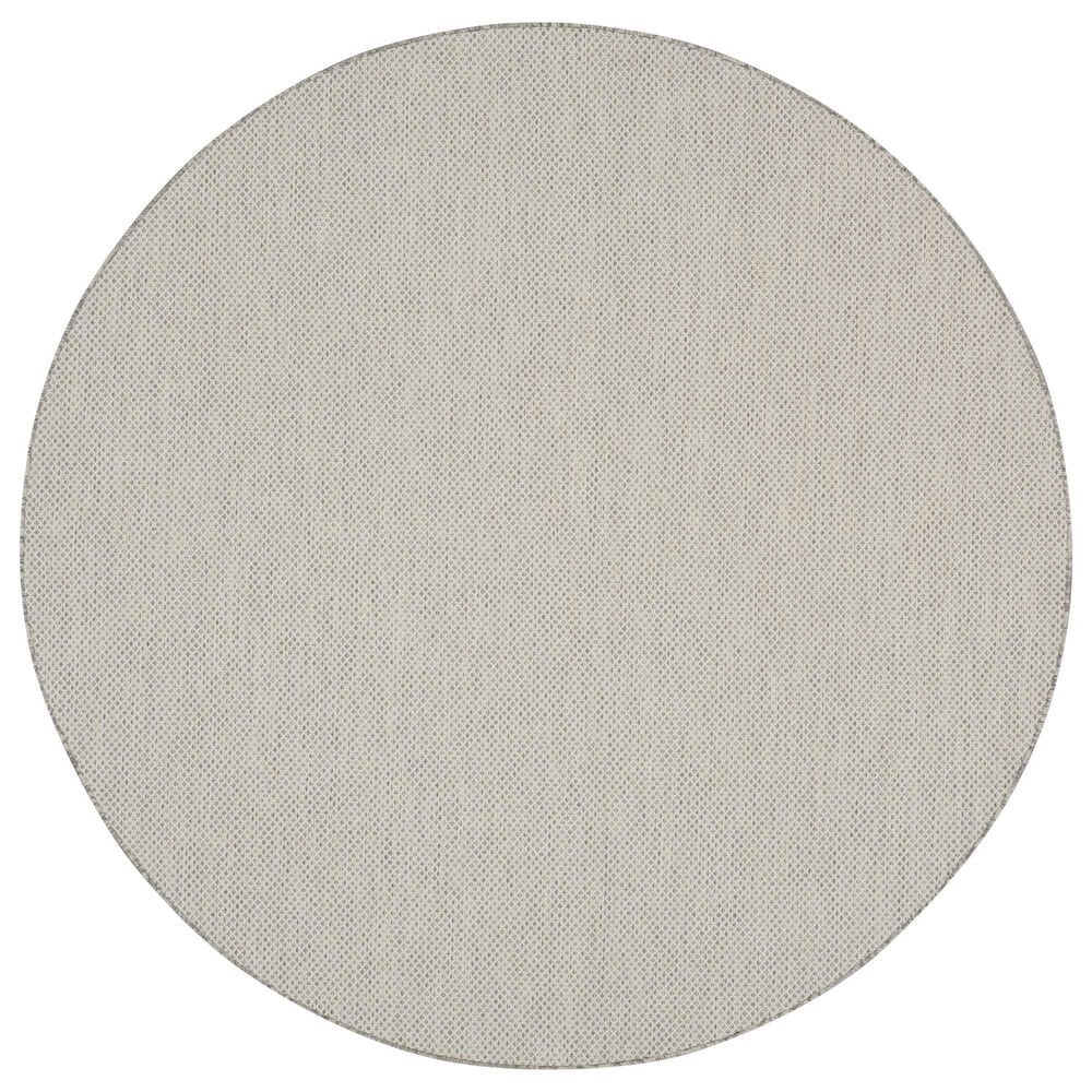 Nourison Courtyard Ivory and Silver 8" Round Indoor/Outdoor Area Rug, , large