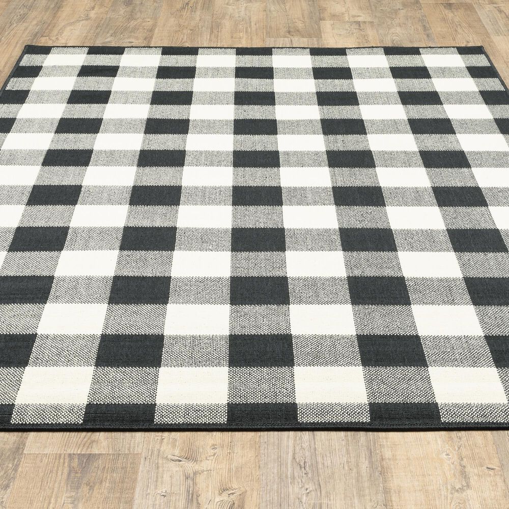 Oriental Weavers Marina Black and Ivory 7&#39;10&quot; x 10&#39;10&quot; Indoor/Outdoor Area Rug, , large