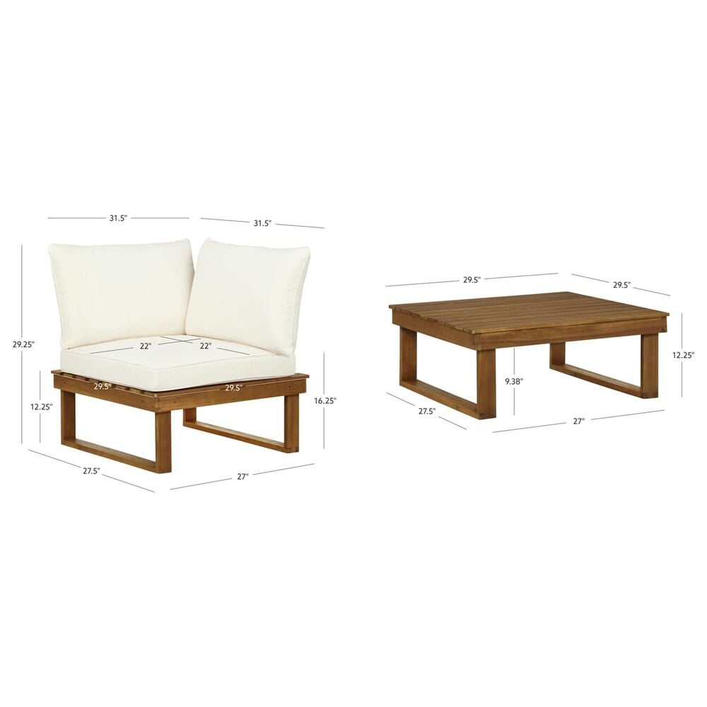 Linon Home Decor Skypark 2-Piece Outdoor Conversation Set in Teak Oil, , large