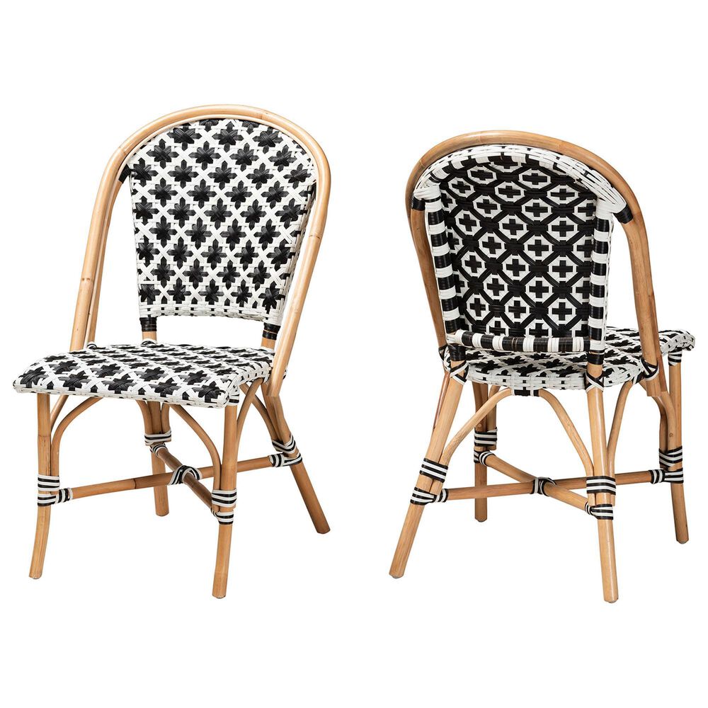 Baxton Studio Ambre Side Chair in Black and White (Set of 2), , large