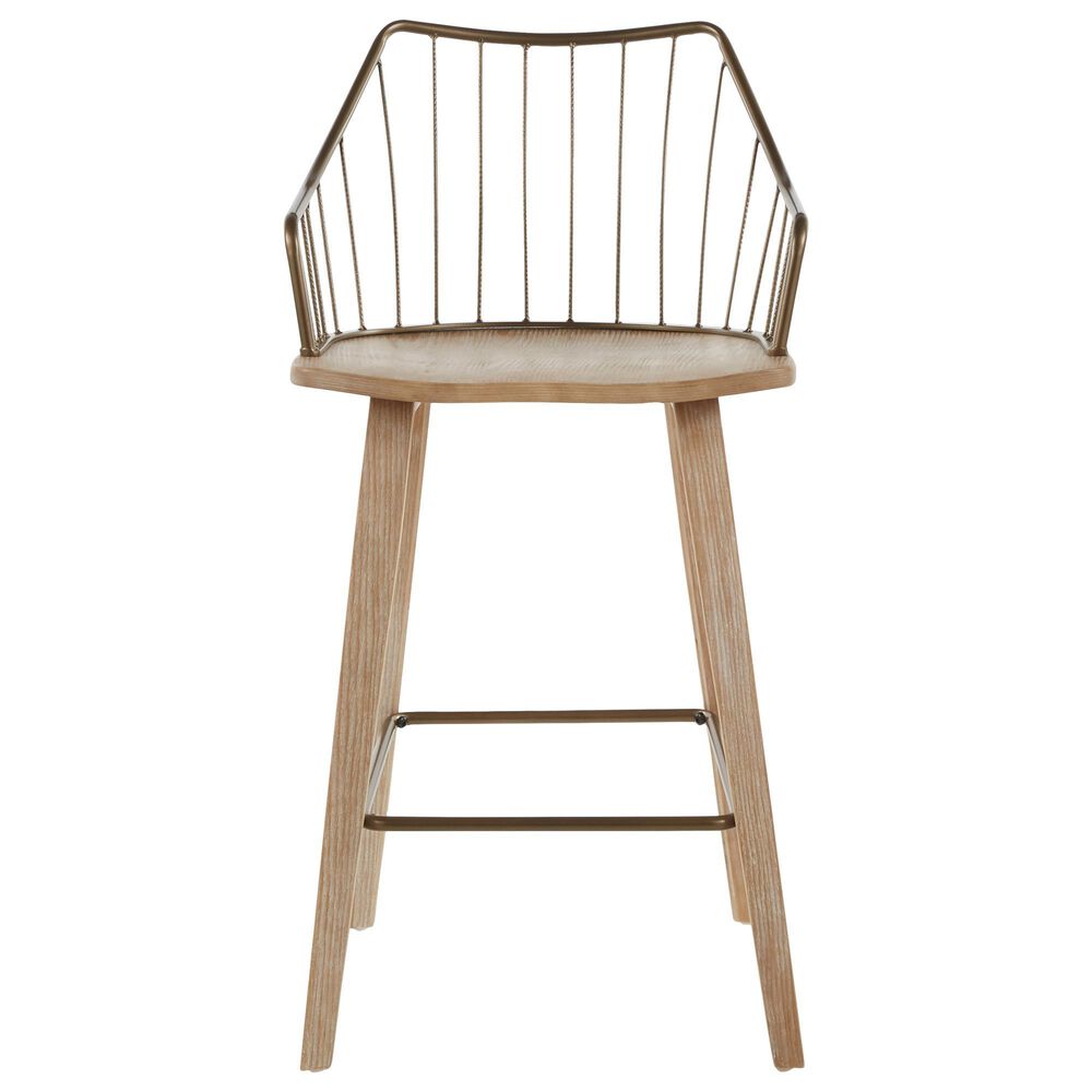 Hearth and Haven Winston Counter Stool in White Washed and Antique Copper, , large