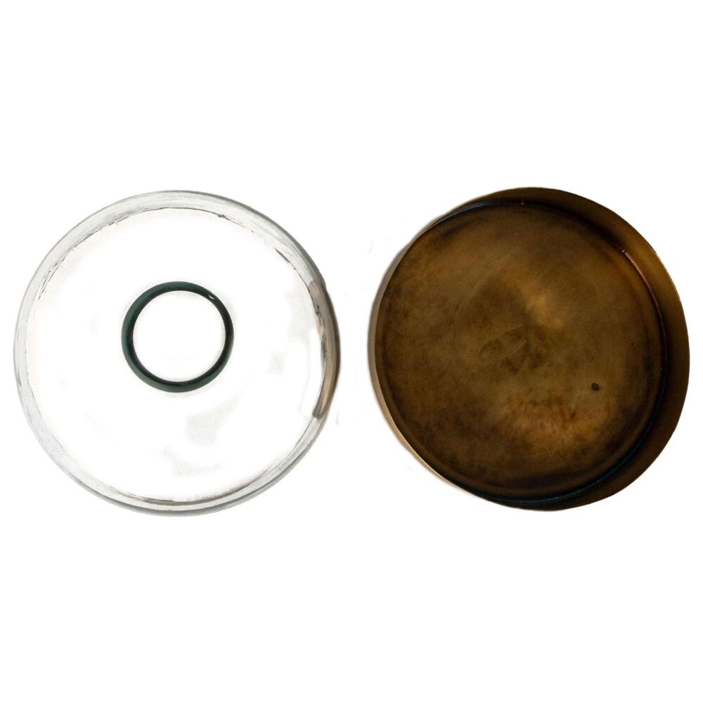 Creative Coop Sophisticated Glass Cloche with Metal Tray in Clear and Antique Brass, , large