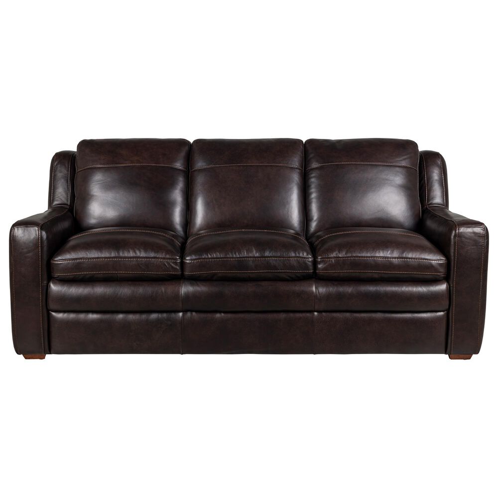 Bordeaux & Co Stationary Leather Sofa in Berlin Dark Brown, , large