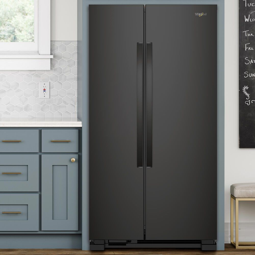 Whirlpool 22 Cu. Ft. Side-by-Side Refrigerator with Hidden Hinges in Black, , large
