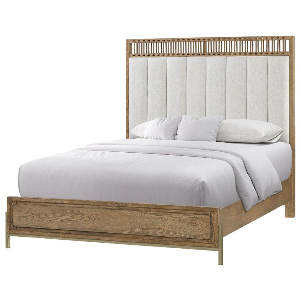 Sterling Timber Elure King Upholstered and Strap Panel Bed with Dresser and 2 Nightstands in Latte, , large