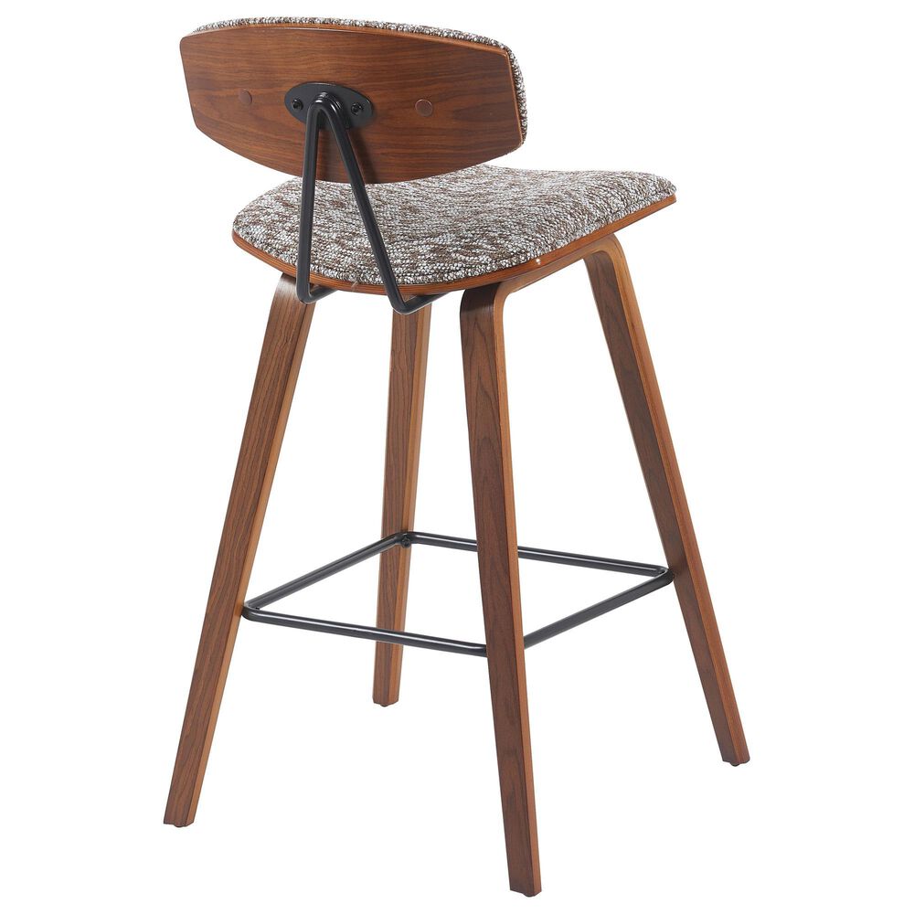 Armen Living Fox Counter Height Stool with Speckled Brown Upholstery in Walnut, , large