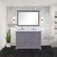 Lexora Home Dukes 48" Double Bathroom Vanity in Dark Grey with 2 cm White Cultured Marble Top and Rectangular Sinks, , large