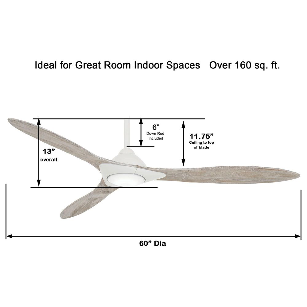Minka-Aire Sleek 60" Smart Ceiling Fan with LED Light in Flat White, , large