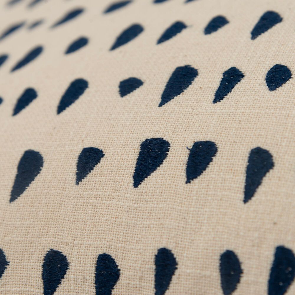 Rizzy Home 14&quot; x 26&quot; Dots Down Filled Lumbar Pillow in Natural and Deep Dark Blue, , large