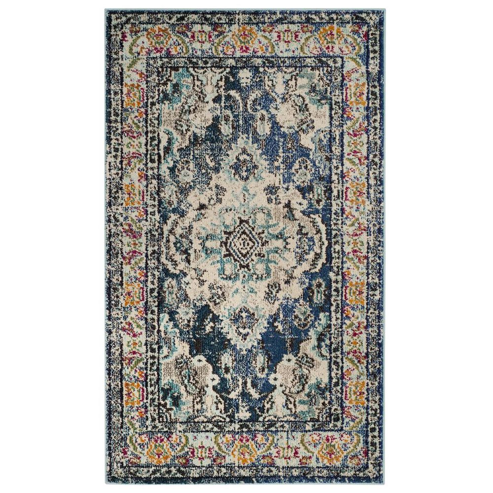 Safavieh Monaco MNC243N-3 3&#39; x 5&#39; Navy/Light Blue Area Rug, , large