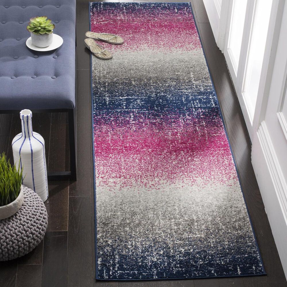 Safavieh Madison MAD601M-28 2&#39;3&quot; x 8&#39; Fuchsia/Navy Runner, , large