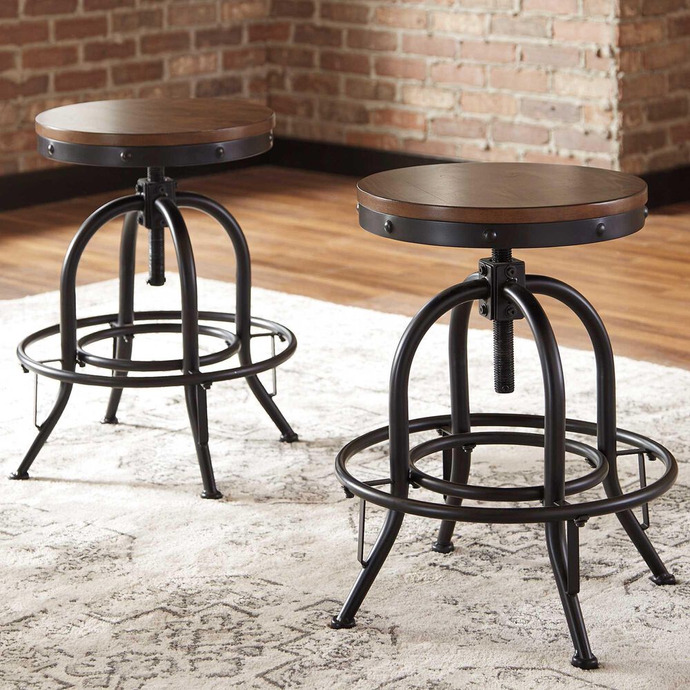Signature Design by Ashley Valebeck Swivel Barstool in Brown/Black (Set of 2), , large