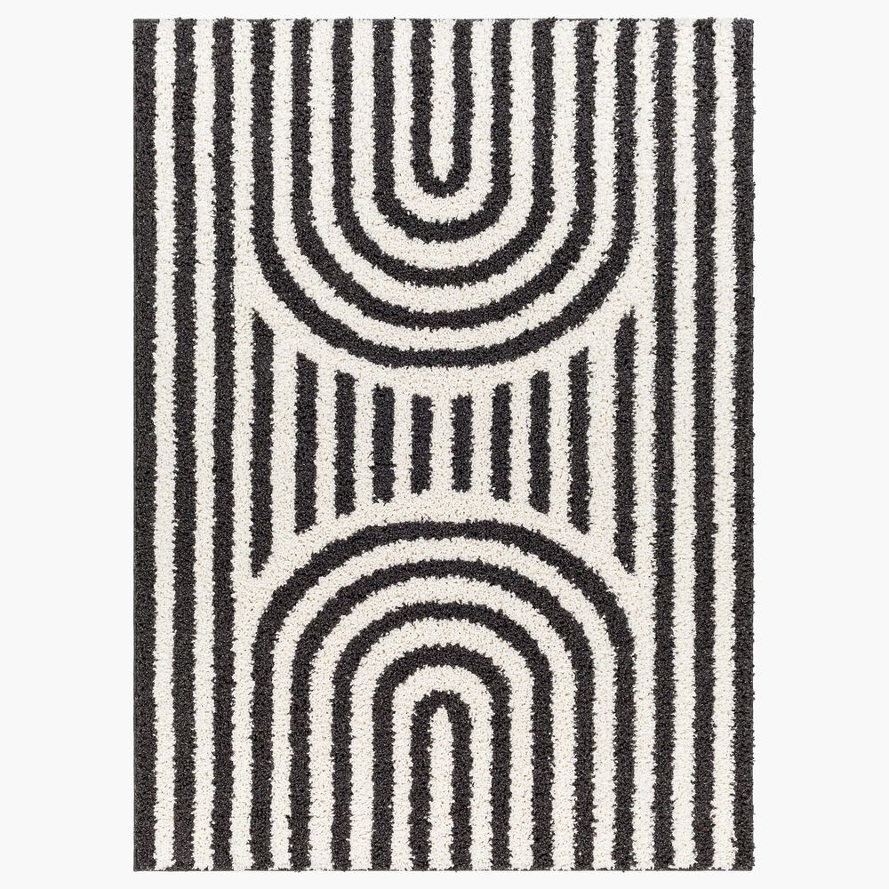 Surya Birmingham 6"7" x 9" Ivory and Black Area Rug, , large