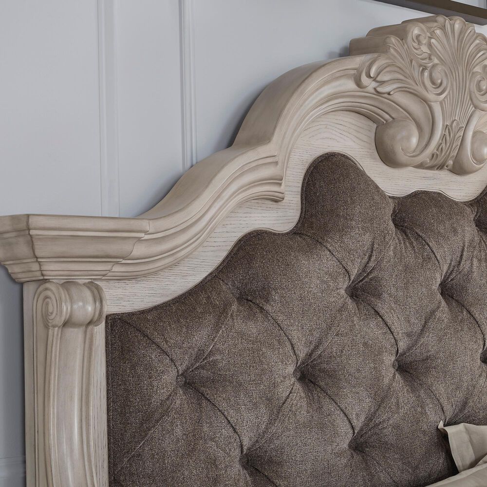 Millenium Bruchandi California King Upholstered Panel Bed in Antiqued White, , large