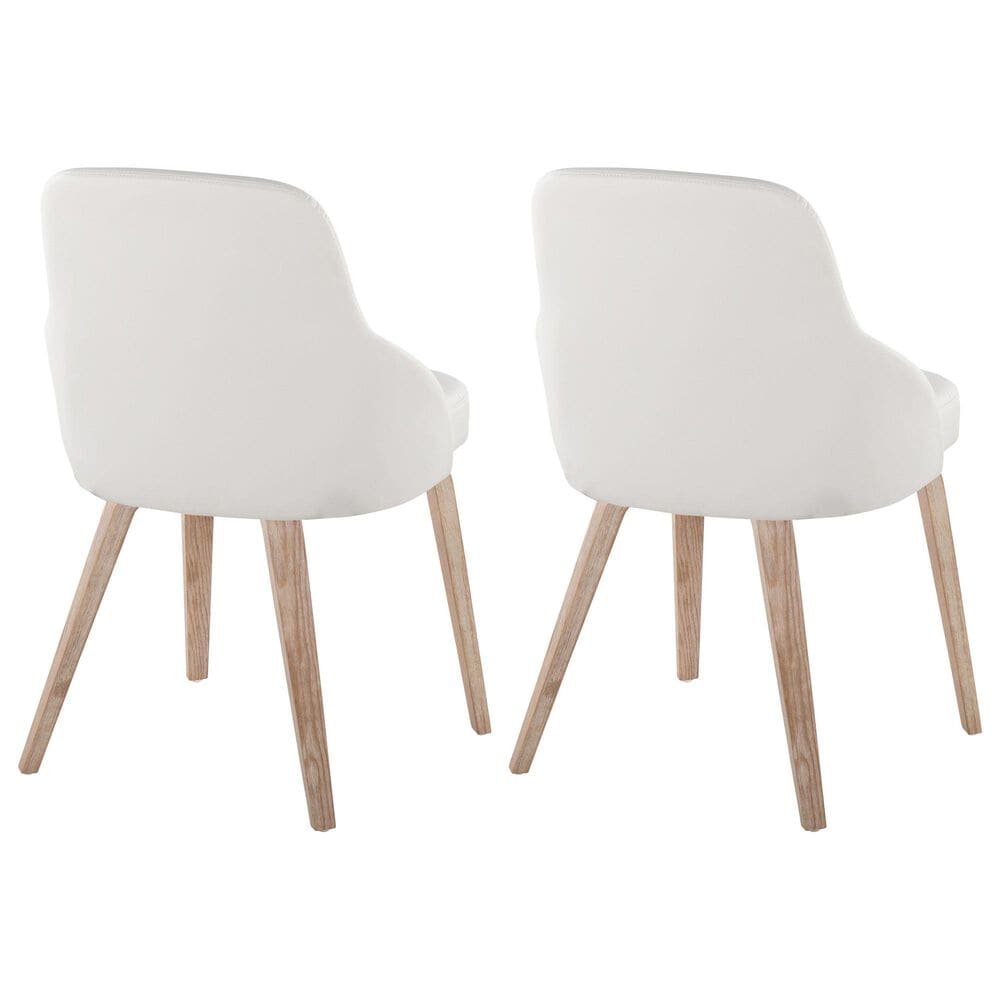 LumiSource York Side Chair with White Faux Leather Cushion in Whitewashed (Set of 2), , large