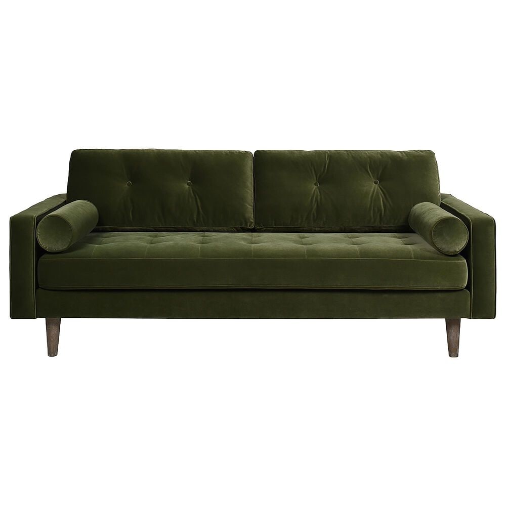 Jennifer Taylor Home Nicholas Stationary Sofa in Olive Green Velvet, , large