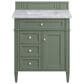 James Martin Vanities Brittany 30" Single Bathroom Vanity in Smokey Celadon with 3 cm Carrara White Marble Top and Rectangular Sink, , large