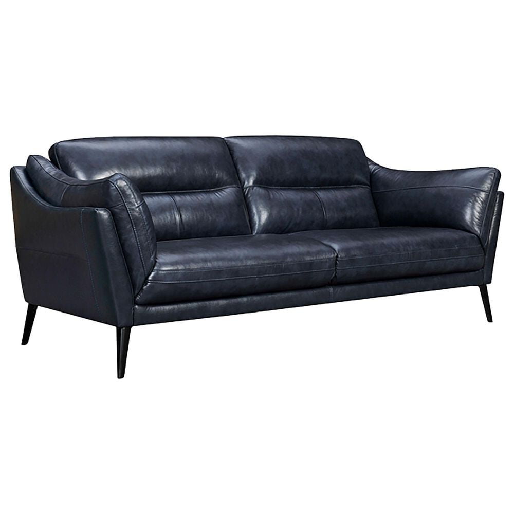 Blue River Franz Leather Stationary 2-Cushion Sofa in Blue Midnight, , large