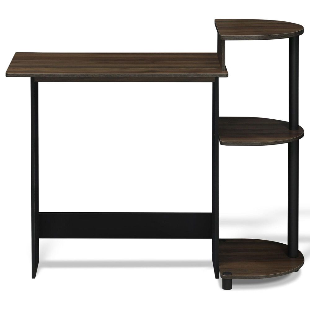 HOMLUX Compact Computer Desk with 3 Side Storage Shelves in Columbia Walnut and Black, , large