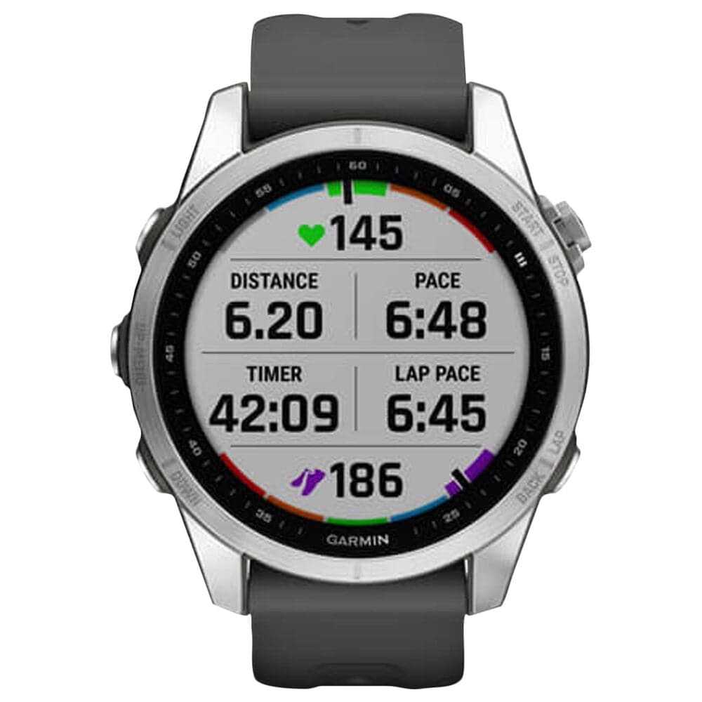 Garmin Fenix 7S Standard Edition Smartwatch in Silver with Graphite Band, , large