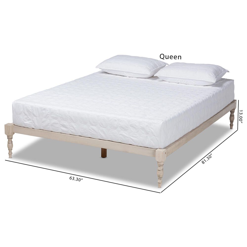 Baxton Studio Iseline King Platform Bed Frame in Antique White, , large