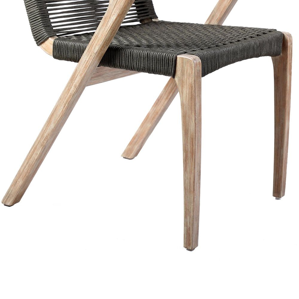 Blue River Nabila Outdoor Dining Chair with Charcoal Rope in Light Teak (Set of 2), , large